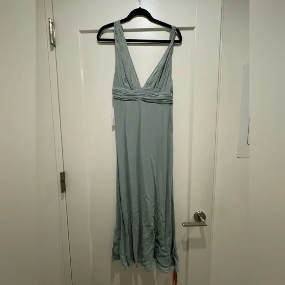 NWT Reformation Rosalind Maxi Dress Gown Celadon Blue Wedding Party Cocktail - Picture 2 of 5